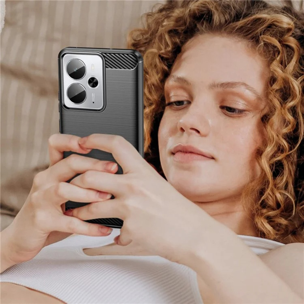  Techsuit - Karbon Szilikon - Realme 14T - Fekete tok - 12