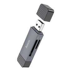 HOCO kártyaolvasó 2 az 1-ben USB A + Type C 3.0 fém szürke