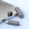 HOCO kártyaolvasó 2 az 1-ben USB A + Type C 3.0 fém szürke - 4. kép