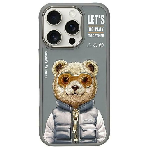 NIMMY tok COOL&CUTE 2.0 Bear iPhone 16 Pro-hoz szürke NIMMY tok COOL&CUTE 2.0 Bear iPhone 16 Pro-hoz szürke