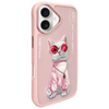 NIMMY tok GLASSES COOL CAT iPhone 16-hoz rózsaszín tok - 0. kép