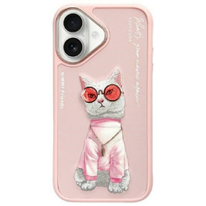 NIMMY tok GLASSES COOL CAT iPhone 16-hoz rózsaszín tok