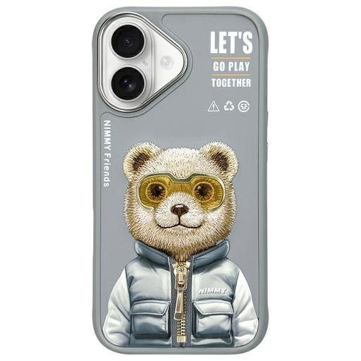 NIMMY tok COOL&CUTE 2.0 Bear iPhone 16 szürke tok NIMMY tok COOL&CUTE 2.0 Bear iPhone 16 szürke tok
