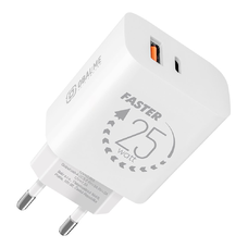 OBAL:ME Fali töltő USB-A + USB-C 25W Fehér