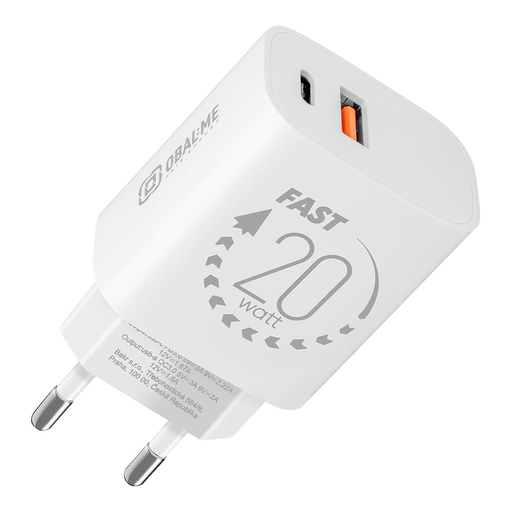 OBAL:ME Fali töltő USB-A + USB-C 20W Fehér