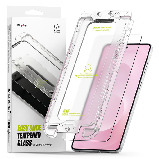 Edzett üveg Ringke Easy Slide 2-csomag Galaxy S25 Edge Átlátszó üvegfólia Edzett üveg Ringke Easy Slide 2-csomag Galaxy S25 Edge Átlátszó üvegfólia