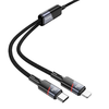 HOCO kábel 2 az 1-ben Type C - Type C + Lightning 5A 100W U139 1,2 m fekete - 1. kép