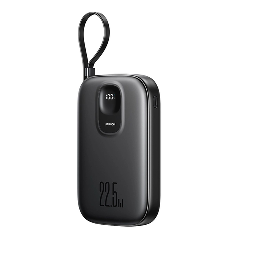 Joyroom JR-PBF18 22.5W 10000mAh Powerbank beépített Lightning kábellel + USB-C kábellel 0.25 cm - Fekete