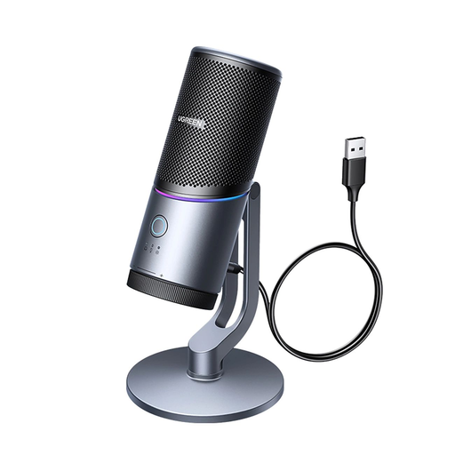 Ugreen CM769 Asztali Mikrofon USB-A-val és RGB LED-del - Ezüst