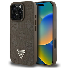  Guess - Peony Grained Hot Stamp Triangle MagSafe (GUHMP16XPGBTMW) - iPhone 16 Pro Max - Barna. tok
