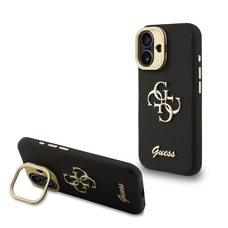 Guess PU Grained 4G Logo Stand Camera Frame tok iPhone 16 fekete