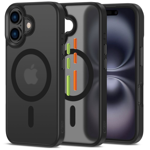 Tech-protect Magmat Xt 3-set Magsafe iPhone 16 Matt Fekete tok Tech-protect Magmat Xt 3-set Magsafe iPhone 16 Matt Fekete tok