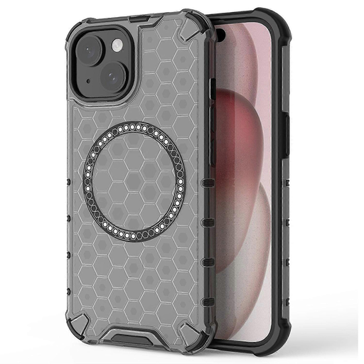 Techsuit - HoneyComb Pajzs MagSafe - iPhone 15 - Fekete tok Techsuit - HoneyComb Pajzs MagSafe - iPhone 15 - Fekete tok