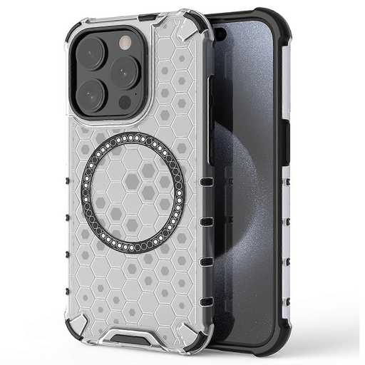 Techsuit - Méhsejt Pajzs MagSafe - iPhone 15 Pro - Fehér tok Techsuit - Méhsejt Pajzs MagSafe - iPhone 15 Pro - Fehér tok