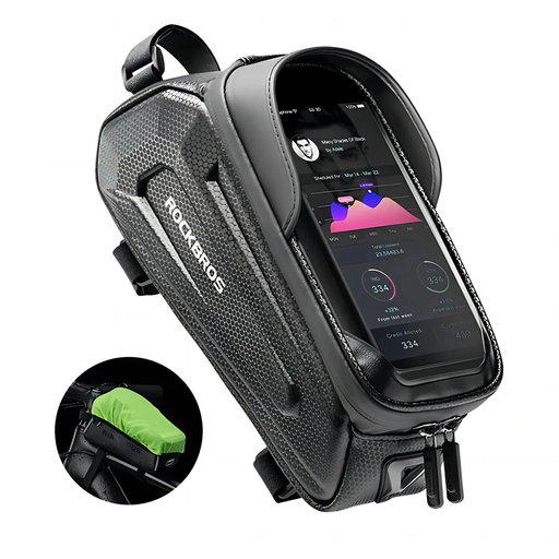 Rockbros B68 páncélozott kerékpártáska telefonzsebbel és borítással 1.7l - fekete tok Rockbros B68 páncélozott kerékpártáska telefonzsebbel és borítással 1.7l - fekete tok