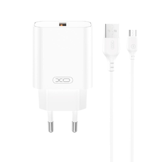 XO hálózati töltő CE33 QC 18W 1x USB fehér + kábel USB-C