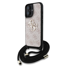 Guess PU 4G Metal Logo Crossbody Pántos Tok iPhone 16 Pink tok