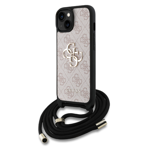 Guess PU 4G Metal Logo keresztpántos tok iPhone 15 Pink tok Guess PU 4G Metal Logo keresztpántos tok iPhone 15 Pink tok
