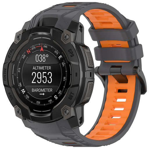  Techsuit - Óraszíj 22 mm (W077) - Garmin Instinct 3 45 mm / Instinct 3 45 Solar - Szürke/Narancs