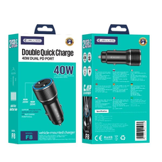 JELLICO autós töltő F8 PD 40W 2xUSB-C Fekete