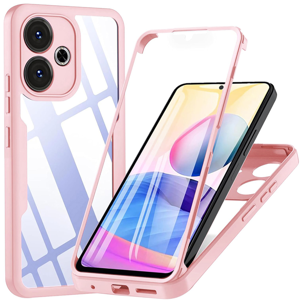  Techsuit - ColorVerse 360 Sorozat + Kijelzővédő - Xiaomi Redmi 13 / Poco M6 4G - Rózsaszín tok - 1