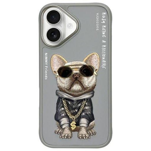 NIMMY tok GLASSES COOL DOG iPhone 16-hoz szürke tok NIMMY tok GLASSES COOL DOG iPhone 16-hoz szürke tok