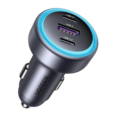 Autós töltő UGREEN, EC307, USB + 2X USB-C, 30W (fekete)