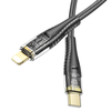 HOCO Type-C USB kábel Lightning PD 27W U121 1,2 m fekete átlátszó - 3. kép