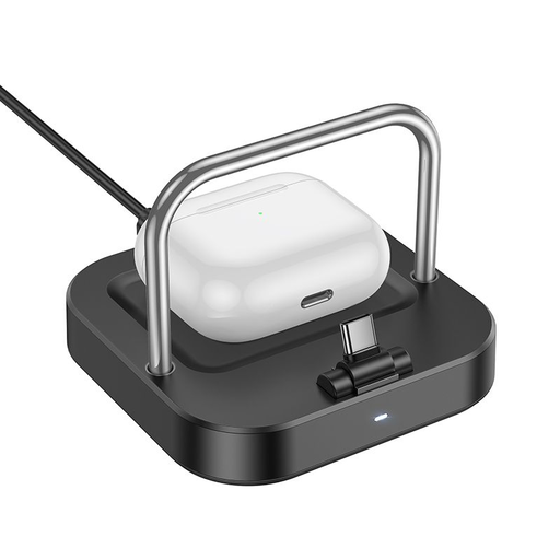 HOCO asztali töltő 2 az 1-ben Type C + vezeték nélküli töltés 5W PD QC 3A 30W CQ16B fekete