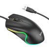 HOCO vezetékes számítógépes egér USB A 1000 DPI villogó GM19 fekete - 0. kép