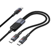 Kábel 2 az 1-ben USB C - USB C / USB C Hoco 5A 100W 1,2 m U139 fekete - 0. kép