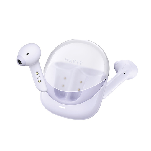  Havit - Vezeték nélküli fülhallgató Modern Buds (TW974) - játékhoz, mikrofonnal, Bluetooth 5.3, TWS, ENC, USB-C, 400mAh - Lila