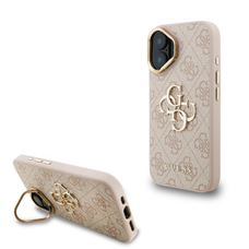 Guess PU 4G Metal Logo Stand Camera Frame tok iPhone 16 Pink