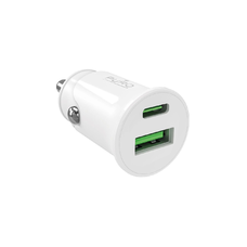 Puro Pro Lite autós töltő 1x USB-A + 1x USB-C Power Delivery 20W - Fehér