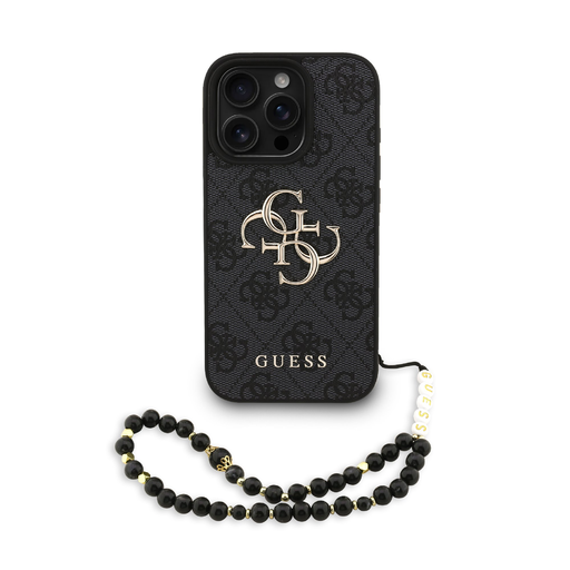 Guess PU 4G Fém Logó Pántos Tok iPhone 16 Pro Max Fekete tok Guess PU 4G Fém Logó Pántos Tok iPhone 16 Pro Max Fekete tok