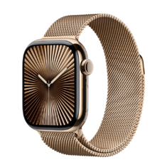 Apple Watch S10 Cellular 42mm Gold Titanium Case with Gold Milanese Loop
