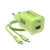 FORCELL F-ENERGY Crystal Color GaN III VT-41 utazó töltő szilikon kábellel 1 x Type C + 1x USB A csatlakozóval, PD QC4.0 33W zöld - 0. kép