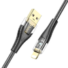 USB A Lightning kábel Hoco 2,4A 1,2 m U121 fekete átlátszó - 1. kép
