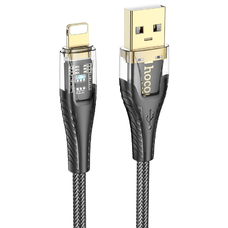 USB A Lightning kábel Hoco 2,4A 1,2 m U121 fekete átlátszó