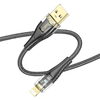 USB A Lightning kábel Hoco 2,4A 1,2 m U121 fekete átlátszó - 2. kép