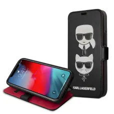 iPhone 12 mini Karl Lagerfeld KLFLBKSP12SFKICKC Heads fliptok fekete