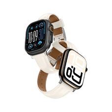 AmazingThing Class Band bőrszíj Apple Watch 45 / 46 / 49 mm - Világos Bézs