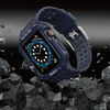 Protect Strap Band tok szíjjal Apple Watch 9 / 8 / 7 / 6 / 5 / 4 / 3 / 2 / SE / SE2 (41 / 40 / 38mm) tok, páncélfedő a karórához Kék - 4. kép
