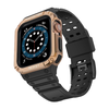 Protect Strap Band csuklópánt és tok Apple Watch 9 / 8 / 7 / 6 / 5 / 4 / 3 / 2 / SE / SE2 (41 / 40 / 38mm) tok Páncélozott borítás karórához Fekete / Rose Gold tok - 0. kép