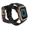 Protect Strap Band csuklópánt és tok Apple Watch 9 / 8 / 7 / 6 / 5 / 4 / 3 / 2 / SE / SE2 (41 / 40 / 38mm) tok Páncélozott borítás karórához Fekete / Rose Gold tok - 1. kép