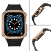 Protect Strap Band csuklópánt és tok Apple Watch 9 / 8 / 7 / 6 / 5 / 4 / 3 / 2 / SE / SE2 (41 / 40 / 38mm) tok Páncélozott borítás karórához Fekete / Rose Gold tok - 2. kép