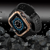 Protect Strap Band csuklópánt és tok Apple Watch 9 / 8 / 7 / 6 / 5 / 4 / 3 / 2 / SE / SE2 (41 / 40 / 38mm) tok Páncélozott borítás karórához Fekete / Rose Gold tok - 4. kép