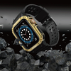 Protect Strap Band csuklópánt tokkal Apple Watch 9 / 8 / 7 / 6 / 5 / 4 / 3 / 2 / SE / SE2 (41 / 40 / 38mm) esetén, páncélozott borítás óra számára Fekete / Arany színben - 4. kép