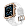 Protect Strap szíj karpánt tokkal Apple Watch 9 / 8 / 7 / 6 / 5 / 4 / 3 / 2 / SE / SE2 (41 / 40 / 38mm) tok páncél borítás órához átlátszó / rozéarany - 0. kép