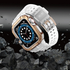 Protect Strap szíj karpánt tokkal Apple Watch 9 / 8 / 7 / 6 / 5 / 4 / 3 / 2 / SE / SE2 (41 / 40 / 38mm) tok páncél borítás órához átlátszó / rozéarany - 3. kép